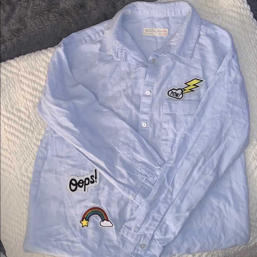 SOLD 🛍 Zara Girls Patch blue button down